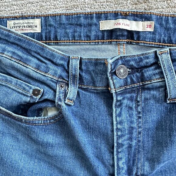 Levi's 726 Flare High Rise Size 30x30 Jeans Western Y2K 2000s Classic Blue Denim - Picture 5 of 8